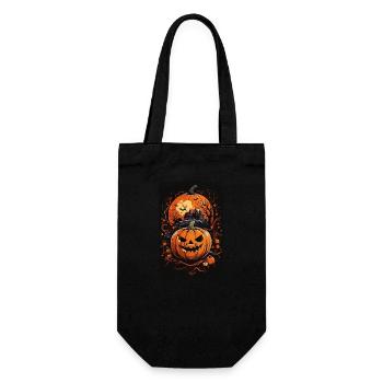 Creepy Halloween Design - Haunted House and Pumpkin - Gift Bag for Bottles - black - Front