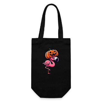 Drôle Halloween citrouille flamant rose automne fantaisiste - Sac à bouteille - noir - Devant