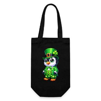 Süßer Cartoon Pinguin St. Patrick's Tag - Geschenkbeutel für Flaschen - Schwarz - Vorne