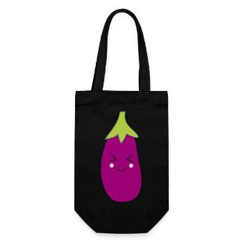 Kawaii,Eggplant,purple, fruits, vegetables, vegan, - Gift Bag for Bottles - black - Front
