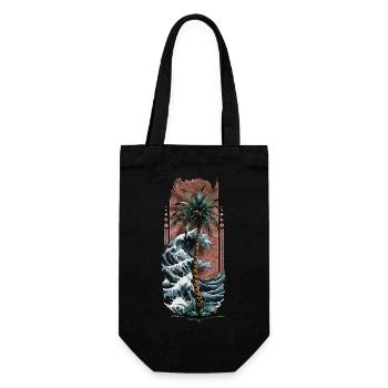 Coastal Harmony: Palm Tree by the Sea - Gift Bag for Bottles - black - Front