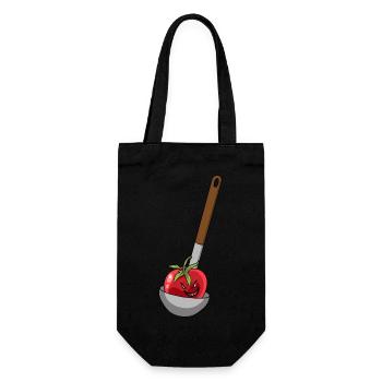 Suppenkelle Tomaten Tomate Koch Köche Köchin - Geschenkbeutel für Flaschen - Schwarz - Vorne