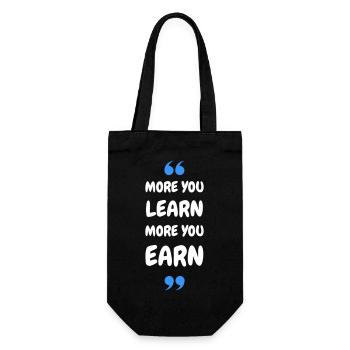 More you Learn, More you Earn - Geschenkbeutel für Flaschen - Schwarz - Vorne