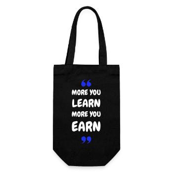 More you Learn, More you Earn - Geschenkbeutel für Flaschen - Schwarz - Vorne