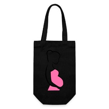 Schwangere Silhouette - Geschenkbeutel für Flaschen - Schwarz - Vorne