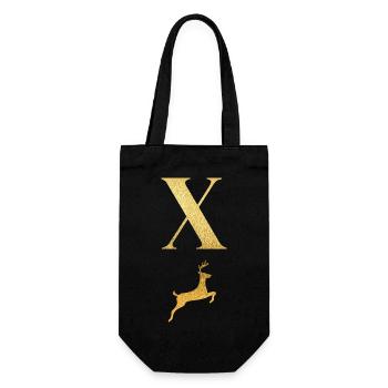 Letter x Golden Deer - Gift Idea - Gift Bag for Bottles - black - Front