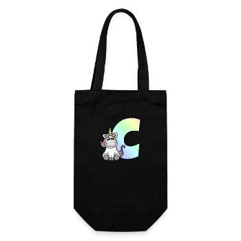 Unicorn Letter C - Gift Bag for Bottles - black - Front