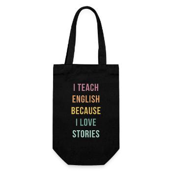 I Teach English Because I Love Stories | Teacher - Gift Bag for Bottles - black - Front