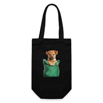 Chiot mignon dans un sac vert - Sac à bouteille - noir - Devant