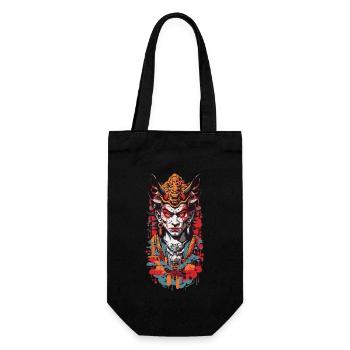 Oni Dämon Anime Style Retro Aesthetic Design - Geschenkbeutel für Flaschen - Schwarz - Vorne