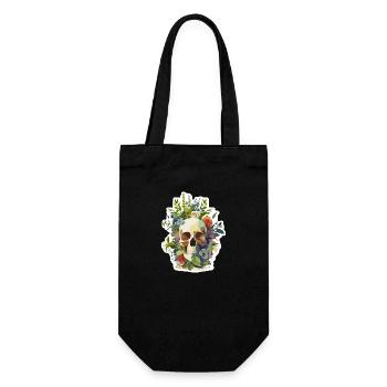 Human Skull & Flowers 12 - Gift Bag for Bottles - black - Front