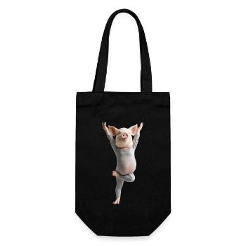 Schwein - Geschenkbeutel für Flaschen - Schwarz - Vorne