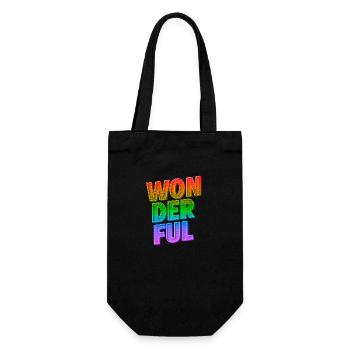 Wonderful | Strahle mit positiver LGBTQ Energie - Geschenkbeutel für Flaschen - Schwarz - Vorne