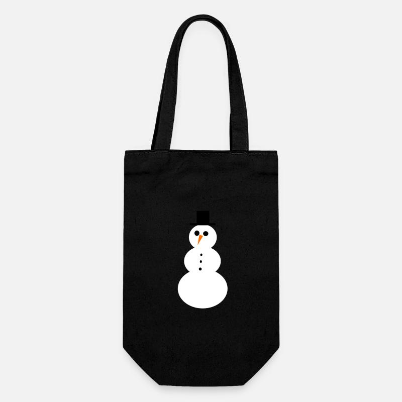 Minimal Snowman Winter Design - Gift Bag for Bottles - black