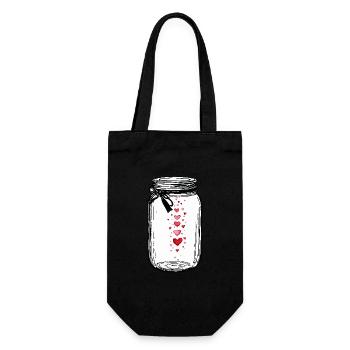 Verre plein de cœurs d’amour Aquarelles - Sac à bouteille - noir - Devant