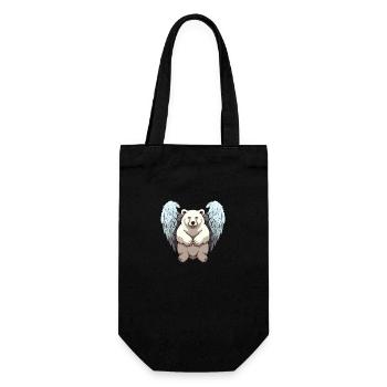 Eisbär-Engel - Charmantes Tierdesign - Geschenkbeutel für Flaschen - Schwarz - Vorne