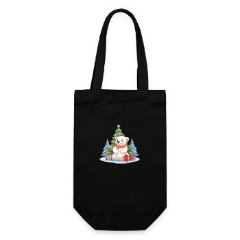 Christmas polar bear: Magical Christmas tree moment - Gift Bag for Bottles - black - Front
