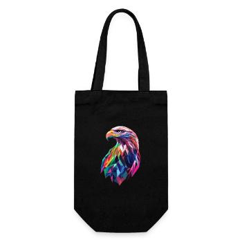Eagle Head Low Poly Art Logo Design Colorful - Gift Bag for Bottles - black - Front