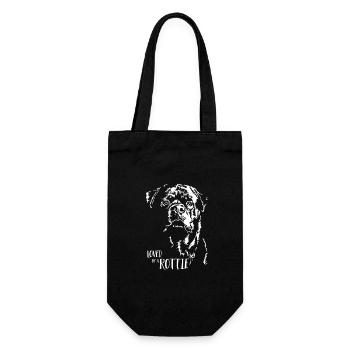 Loved by a Rottie Dog Rottweiler Dog Saying - Gift Bag for Bottles - black - Front