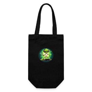 Strong alien tennis player at sunset - Gift Bag for Bottles - black - Front