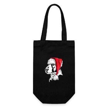 Santa English Bull Terrier Christmas Wilsigns - Gift Bag for Bottles - black - Front
