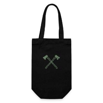 Conception de hache de style grunge - Pour les bûcherons et les forestiers - Sac à bouteille - noir - Devant