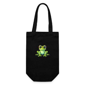 Nerd-Frosch mit Brille - Geschenkbeutel für Flaschen - Schwarz - Vorne
