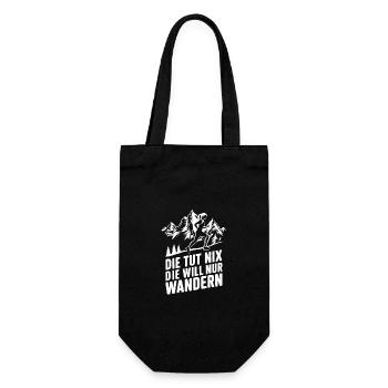 Wandern Wanderer Wanderung Berge Wald - Geschenkbeutel für Flaschen - Schwarz - Vorne