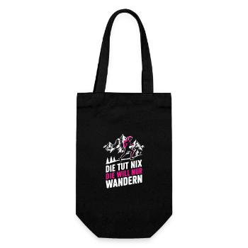 Wandern Wanderer Wanderung Berge Wald - Geschenkbeutel für Flaschen - Schwarz - Vorne
