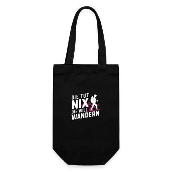 Wandern Wanderer Wanderung Berge Wald - Geschenkbeutel für Flaschen - Schwarz - Vorne