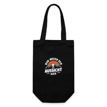 Wandern Wanderer Wanderung Berge Wald - Geschenkbeutel für Flaschen - Schwarz - Vorne