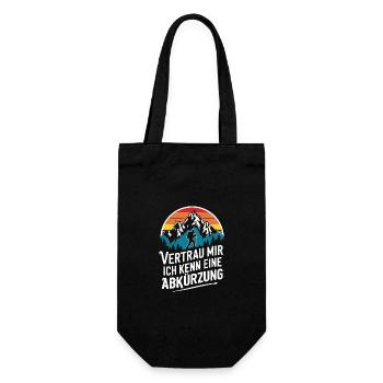 Wandern Wanderer Wanderung Berge Wald - Geschenkbeutel für Flaschen - Schwarz - Vorne