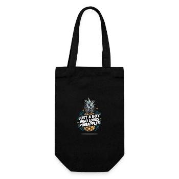 Ananas tropische hawaiianische Frucht - Geschenkbeutel für Flaschen - Schwarz - Vorne