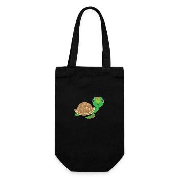 Kawaii Schildkröte: Süßer Charme - Geschenkbeutel für Flaschen - Schwarz - Vorne