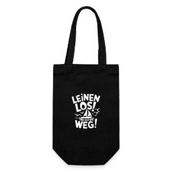 Leinen los und nichts wie weg! Wir legen ab! - Geschenkbeutel für Flaschen - Schwarz - Vorne