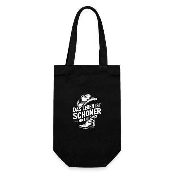 Das Leben ist schöner mit Line Dance - Geschenkbeutel für Flaschen - Schwarz - Vorne