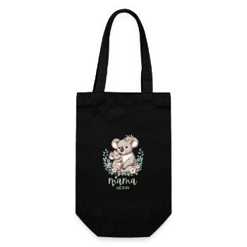 Mama Est. 2024 Koala Cuddle Floral Wreath New Mom - Geschenkbeutel für Flaschen - Schwarz - Vorne