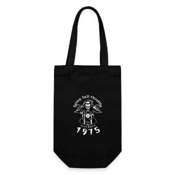 49. Geburtstag Going full throttle since 12/1975 - Geschenkbeutel für Flaschen - Schwarz - Vorne