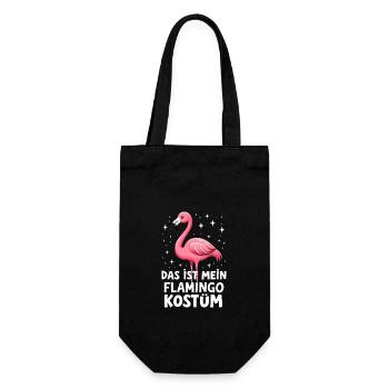 Das ist mein Flamingo Kostüm - Karneval Fasching - Geschenkbeutel für Flaschen - Schwarz - Vorne