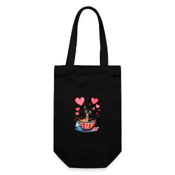 Cat Ramen Kawaii Japanese-Inspired Art - Gift Bag for Bottles - black - Front