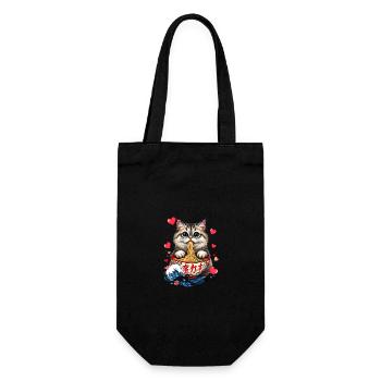 Cat Ramen Kawaii Japanese-Inspired Art - Gift Bag for Bottles - black - Front