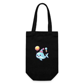 Whale Birthday Comic - Gift Bag for Bottles - black - Front