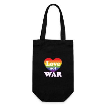Love Not War – Rainbow Heart LGBTQ+ - Gift Bag for Bottles - black - Front