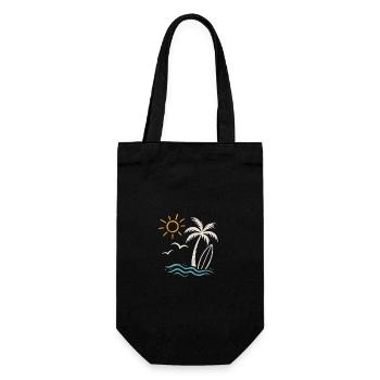 Summer Beach Surf – Palm, Waves & Sun - Gift Bag for Bottles - black - Front