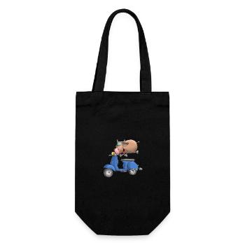 Moped Cartoon Stier - Geschenkbeutel für Flaschen - Schwarz - Vorne