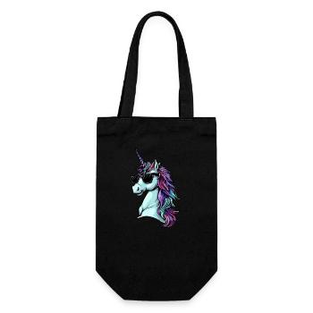 Cool Einhorn Portrait - Einhorn mit Sonnenbrille - Geschenkbeutel für Flaschen - Schwarz - Vorne