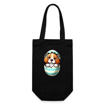 Buntes Beagle-Hund Osterei Schlüpf Design - Geschenkbeutel für Flaschen - Schwarz - Vorne