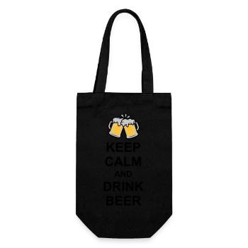 Keep Calm Drink Beer - Geschenkbeutel für Flaschen - Schwarz - Vorne