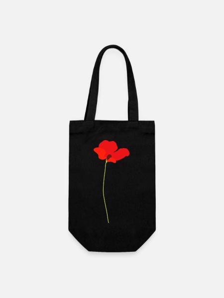 Mohnblume - Geschenkbeutel für Flaschen - Schwarz