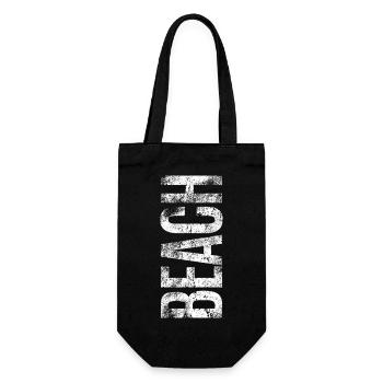 Beach Typo-Design | Urlaub am Strand - Geschenkbeutel für Flaschen - Schwarz - Vorne